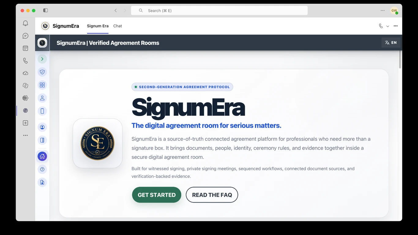 SignumEra Teams — Use Microsoft Entra for authority and Microsoft 365 for records, without making either one the signing ceremony.